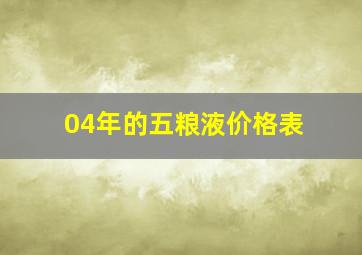 04年的五粮液价格表