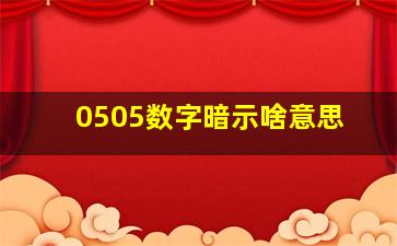 0505数字暗示啥意思