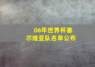 06年世界杯塞尔维亚队名单公布