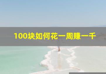 100块如何花一周赚一千