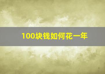 100块钱如何花一年