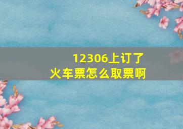 12306上订了火车票怎么取票啊