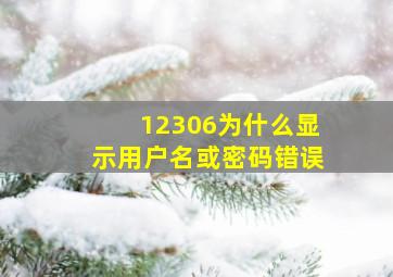 12306为什么显示用户名或密码错误