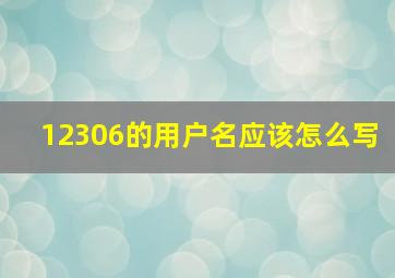 12306的用户名应该怎么写