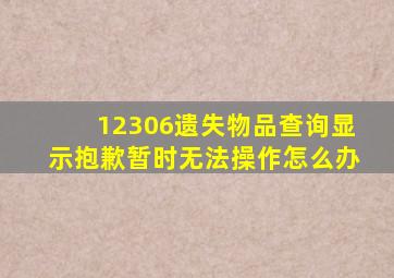 12306遗失物品查询显示抱歉暂时无法操作怎么办