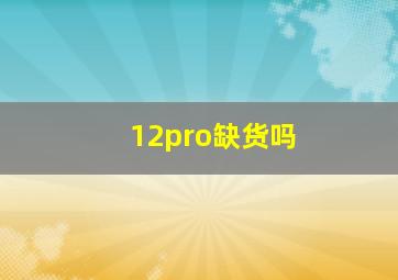 12pro缺货吗