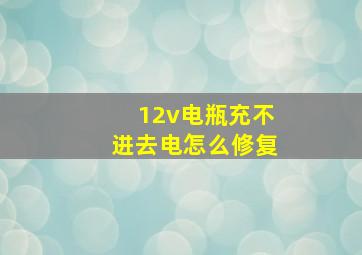 12v电瓶充不进去电怎么修复