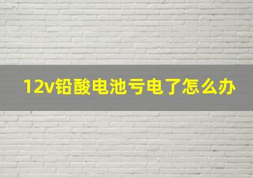 12v铅酸电池亏电了怎么办