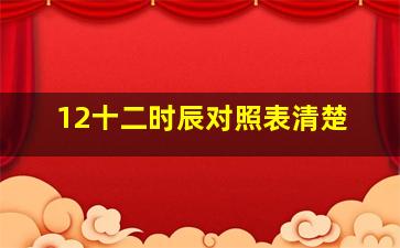 12十二时辰对照表清楚