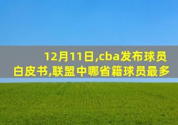 12月11日,cba发布球员白皮书,联盟中哪省籍球员最多