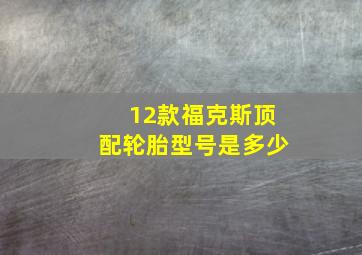 12款福克斯顶配轮胎型号是多少