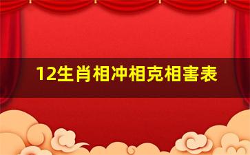 12生肖相冲相克相害表