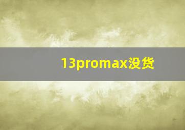 13promax没货