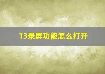 13录屏功能怎么打开