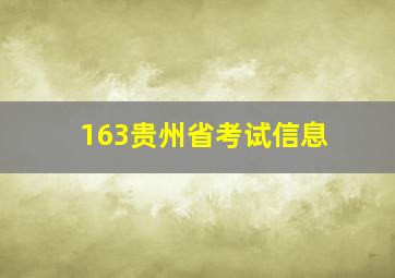 163贵州省考试信息