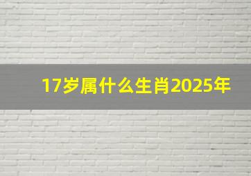 17岁属什么生肖2025年