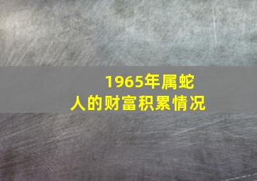 1965年属蛇人的财富积累情况