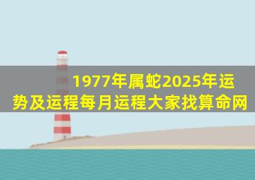 1977年属蛇2025年运势及运程每月运程大家找算命网