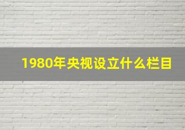 1980年央视设立什么栏目