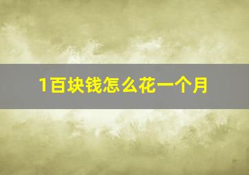 1百块钱怎么花一个月