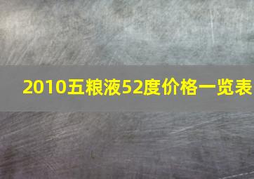 2010五粮液52度价格一览表