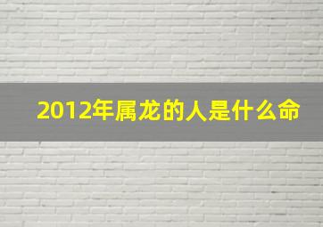 2012年属龙的人是什么命