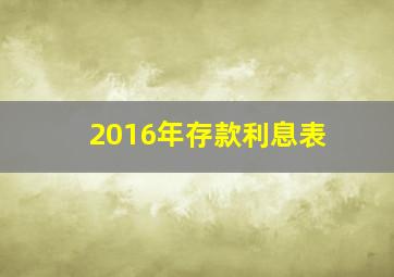 2016年存款利息表