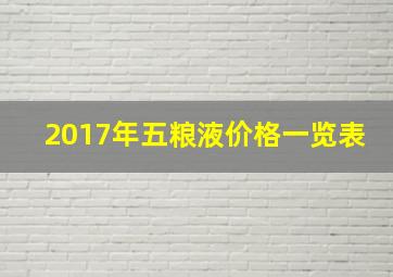 2017年五粮液价格一览表