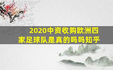 2020中资收购欧洲四家足球队是真的吗吗知乎