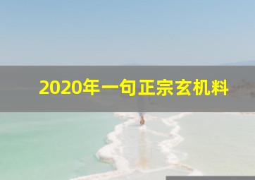 2020年一句正宗玄机料