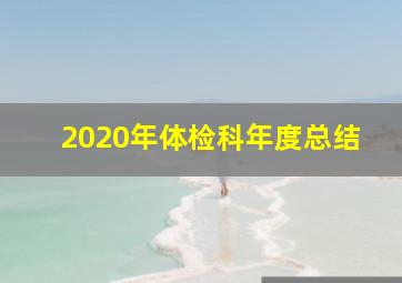 2020年体检科年度总结