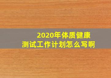 2020年体质健康测试工作计划怎么写啊