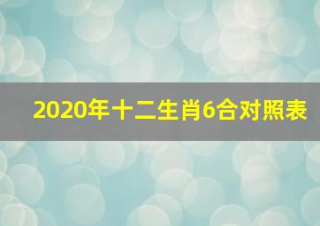 2020年十二生肖6合对照表