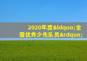 2020年度“全国优秀少先队员”