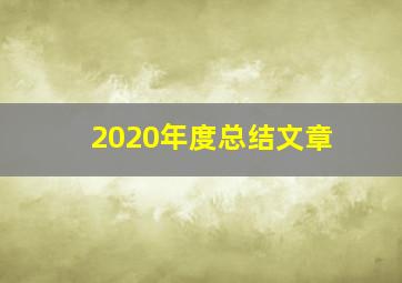 2020年度总结文章