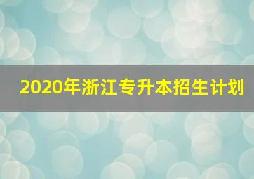 2020年浙江专升本招生计划