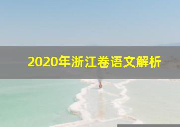 2020年浙江卷语文解析