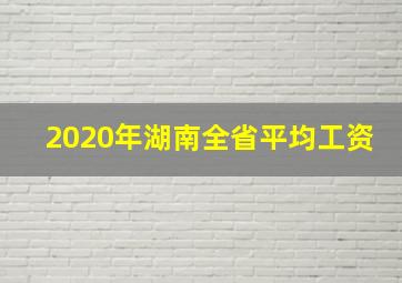 2020年湖南全省平均工资