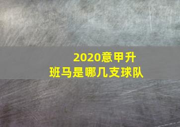 2020意甲升班马是哪几支球队