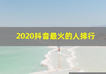 2020抖音最火的人排行