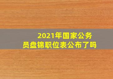 2021年国家公务员盘锦职位表公布了吗