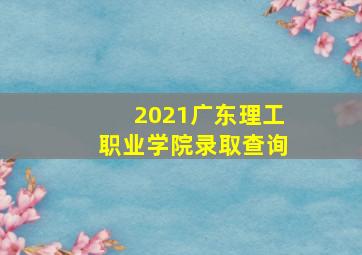 2021广东理工职业学院录取查询