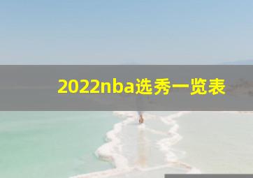 2022nba选秀一览表