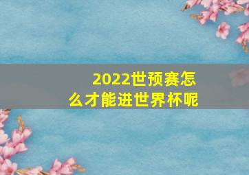 2022世预赛怎么才能进世界杯呢