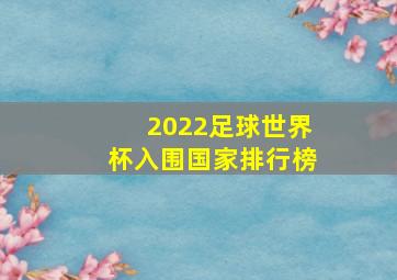 2022足球世界杯入围国家排行榜