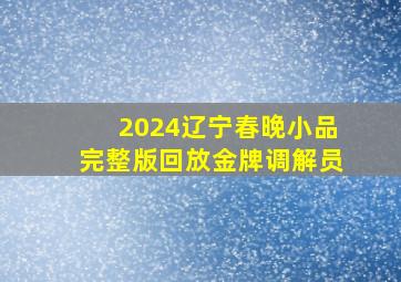 2024辽宁春晚小品完整版回放金牌调解员