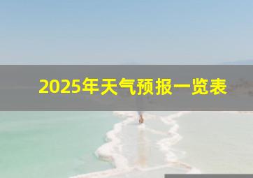 2025年天气预报一览表