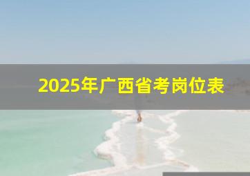 2025年广西省考岗位表