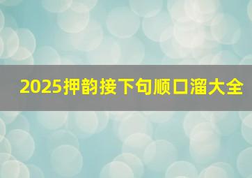 2025押韵接下句顺口溜大全