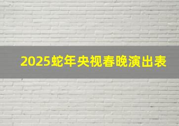 2025蛇年央视春晚演出表